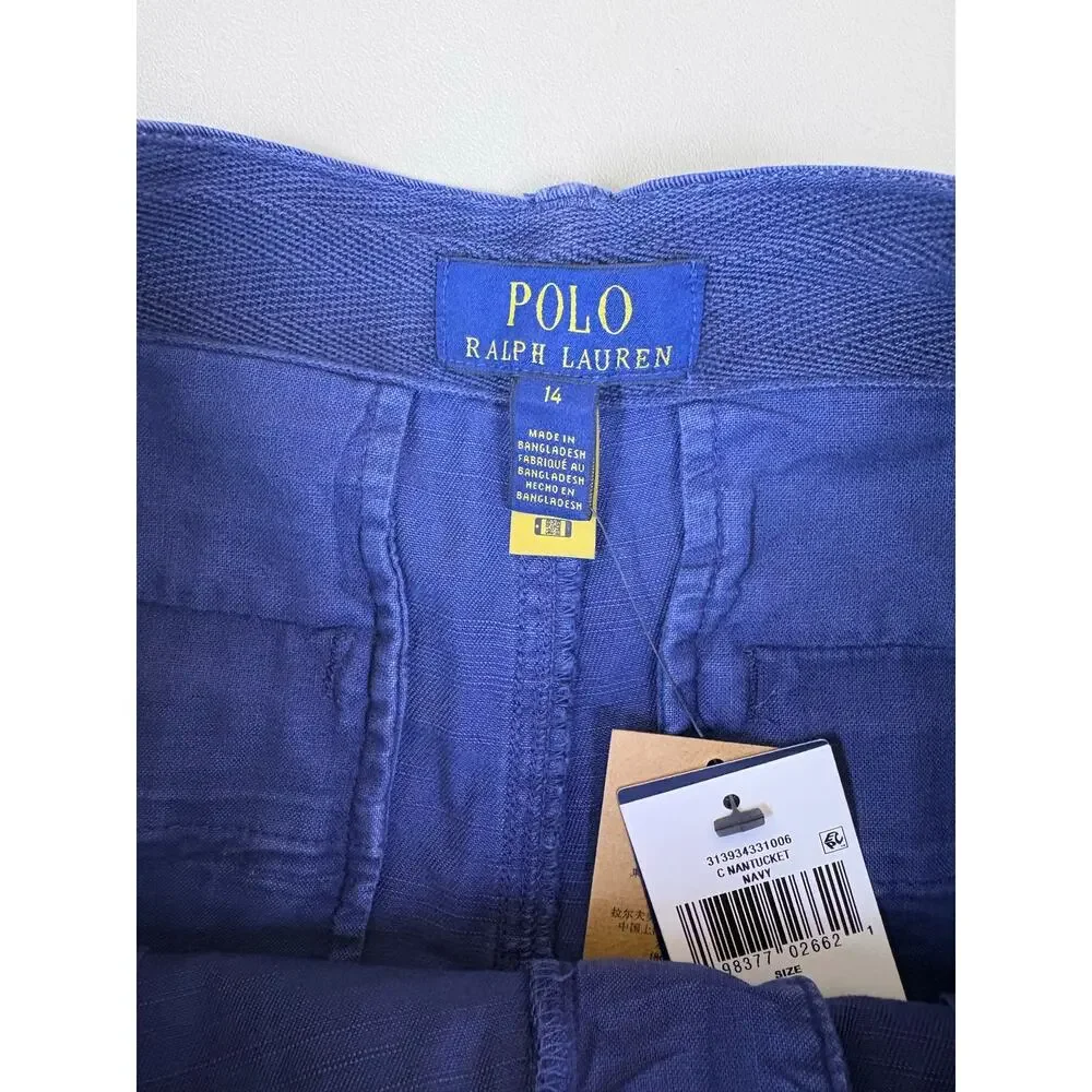 Polo Ralph Lauren Girls Size 14 Chino Shorts Nantucket Navy Blue NWT